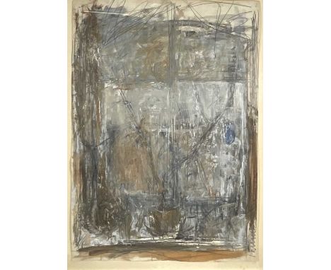 Kathryn Hunt (contemporary) mixed media - Studio Window, signed 84 x 59cm, glazed frame. Royal Academy Summer Exhibition labe