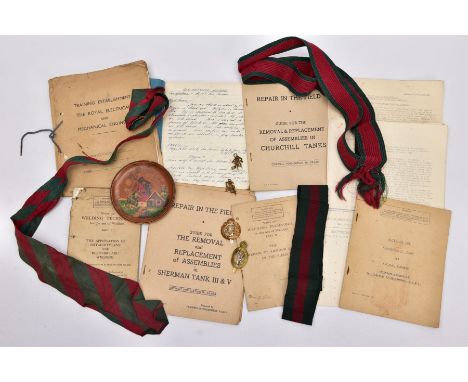 A BOX CONTAINING A NUMBER OF OFFICIAL WWII ERA BOOKLETS FOR ARMY ENGINEERS in relation to field repairs etc, Churchill Tank e
