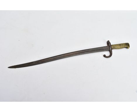 A FRENCH YATAGHAN RIFLE BAYONET for the 1870 model Chassepot Rifle, maker marks to the top of the blade in scripted French an