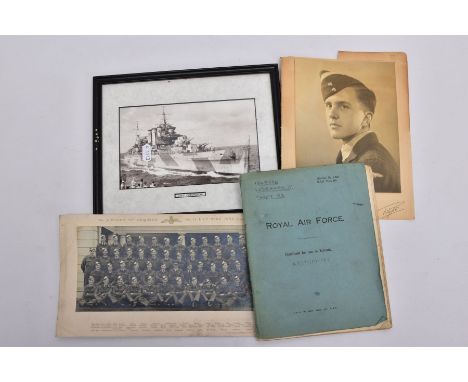 A SMALL BUNDLE OF WWII PERIOD EPHEMERA relating to Airman 1868330 J.Ledbrook RAF, he was part of Number 36 Flight E Sqdn, R &