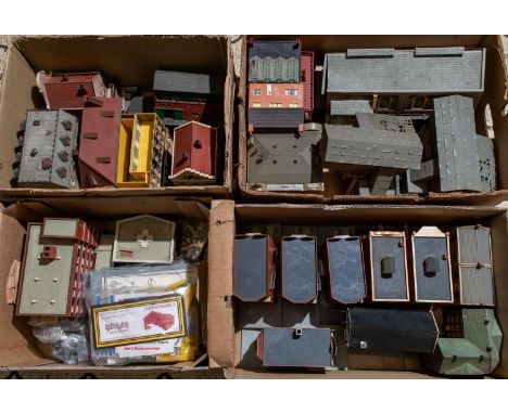A quantity of Miscellaneous Railway Lineside Buildings &amp; Accessories. Most plastic. Including engine sheds, station platf