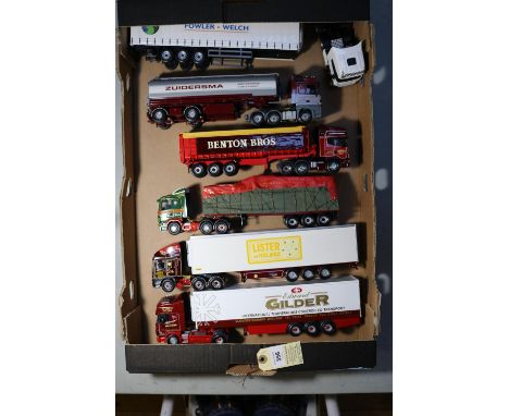 6 Corgi Trucks. Ex-Display Models. ERF EC10 Tractor Unit, with a Reefer box semi-trailer. In Lister, Halifax livery. A Scania