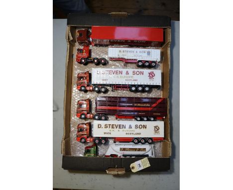 6 Corgi Trucks. Ex-Display Models. 5 Trucks in the livery of D.Steven &amp; Son. - Scania 144L with Box Trailer. Scania 144L 