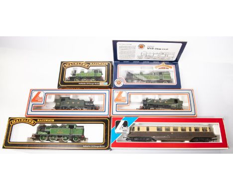 6x OO gauge railway GWR and LNER locomotives by Mainline Railways, Bachmann and Lima. Including; A Bachmann Branch-line LNER 