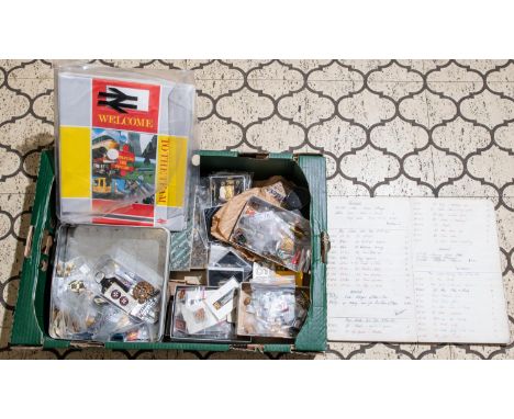 A quantity of railway and bus related memorabilia. Including; a large quantity of railway society badges, commemorative badge
