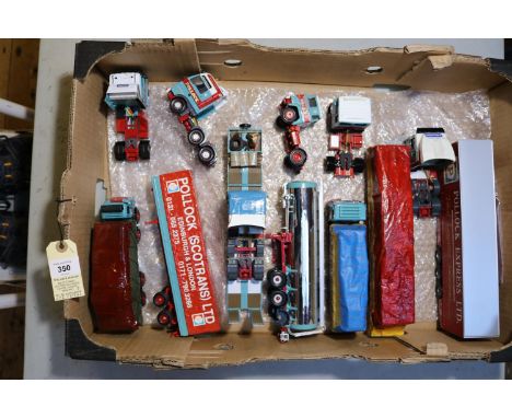 7 Corgi Trucks. Ex Display Models. All in Pollock red &amp; blue livery. ERF EC10 Tractor Unit with Curtainside Trailer. Ford