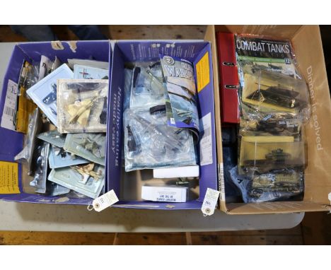 31x magazine issue aircraft and tanks by DeAgostini, Amer-Com, etc. 19x Aircraft in 1:100 and 1:200 scale including; Eurofigh