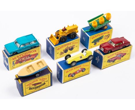 6x Matchbox Series. 42b; Studebaker Station Wagon in turquoise with turquiose roof and black plastic wheels (missing dog and 