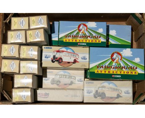 A quantity of Corgi. Including 4x Fairground Attractions: Scammell Highwayman Ballast &amp; Caravan, Foden S21 8-wheel Platfo