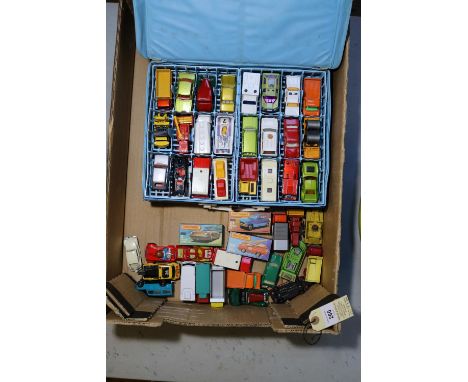 2 Matchbox Carry Cases. One containing 48 examples, cars, trucks Ambulances, farm vehicles, fire engines etc. The other conta