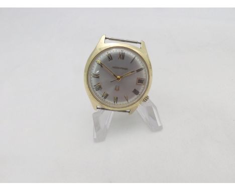 A third quarter of 20th Century Gold plated, centre seconds, calendar wrist watch, Bulova "Accutron", the tuning fork movemen