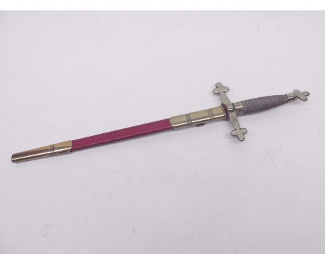 Wilkinson Sword Limited Novelty Paper Opener, with brass handle and rexine-covered sheath, 15" long