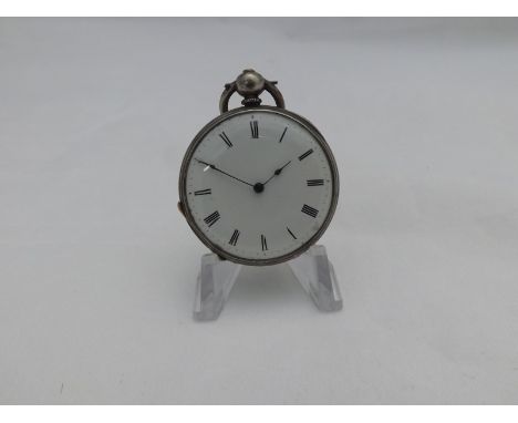 A late 19th Century Swiss Silver cased, open face, key wind, Fob Watch, frosted gilt and jewelled movement with blued steel s