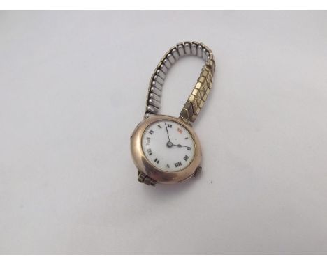 A first quarter of 20th Century 9ct Gold Ladies wristwatch, Rolex, the 15-jewel movement with spotted decoration and bi-metal