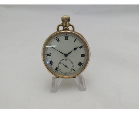 A first quarter of 20th Century 9ct Gold, open face, keyless, Pocket Watch, SS & Co, the Swiss frosted gilt and jewelled move