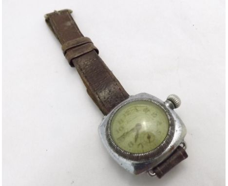 A first half of 20th Century Chrome and Steel cased wristwatch, "Rolex" "Oyster", the 15-jewel movement with bi-metallic cut 