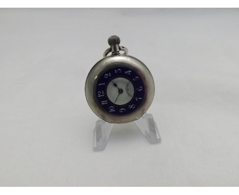 An early 20th Century Swiss Silver cased and enamelled Half-Hunter, keyless, Fob Watch, the frosted gilt and jewelled movemen