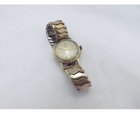 A mid-20th Century 9ct Gold, centre seconds wristwatch, Tudor, the Swiss 17-jewel movement to a signed and silvered circular 