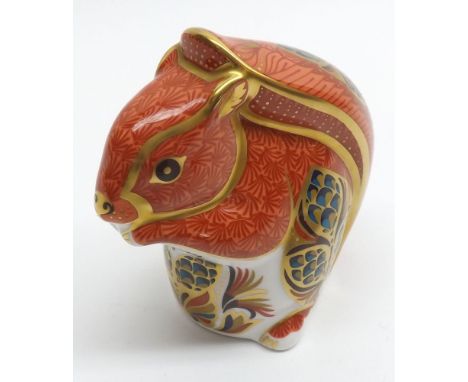 A Royal Crown Derby Paperweight of a Red Squirrel (gold button), 3 1/2" high  