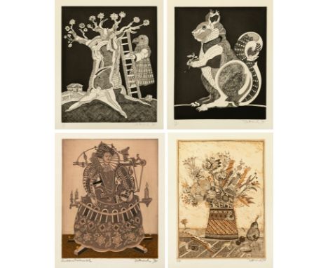 Dittrich, Simon1940Versch., o. R.26 Bl.: Grafiken. Verschiedene Techniken. Alle signiert, teilweise datiert, nummeriert oder 