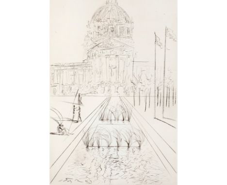Dalí, Salvador1904 - 198952 x 36,5 cm, R."City Hall; 1970. Radierung aus der Folge "San Francisco". Signiert und bezeichnet "
