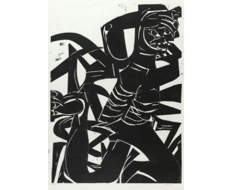 Grieshaber, HAP1909 - 1981Blattgröße: 90 x 63,5 cm, R."Rückkehr in die Freiheit", 1980. Holzschnitt. Signiert und nummeriert 