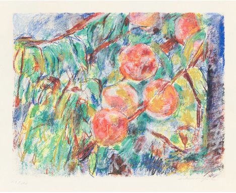 Henninger, Manfred1894 - 198633 x 42 cm, R.Baum mit Früchten, 1965. Serigraphie. Signiert, datiert und nummeriert 59/100.