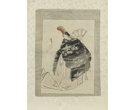 Farbholzschnitt mit Darstellung einer TheaterfigurJAPAN43 x 33 cm R.Ehemals aus einer deutschen Privatsammlung eines Kaufmann
