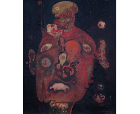 Persico, Mario193060 x 50 cm, R."Testa magica", 1960. Öl auf Leinwand, auf Karton. Signiert, datiert und betitelt.