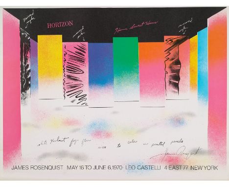 Rosenquist, James1933 - 2017Blattgröße: 53 x 69,5 cm, R."Horizon", 1970. Farboffsetlithografie. Ausstellungsplakat. Signiert 