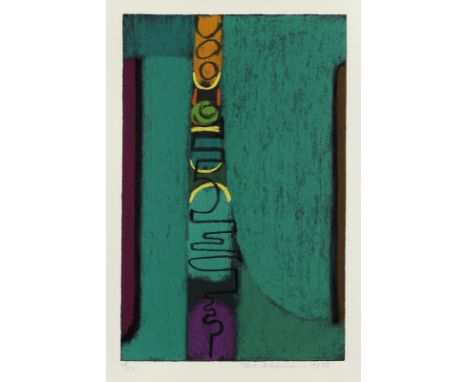Ackermann, Max1887 - 197548,3 x 31,3 cm, R."Deklination in Grün", 1973. Farbserigraphie. Signiert, datiert und nummeriert 49/