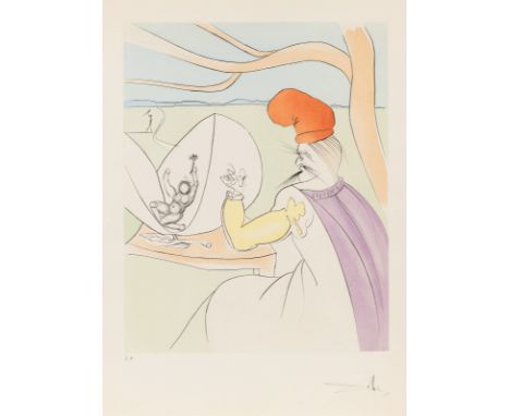 Dalí, Salvador1904 - 198948,5 x 38,5 cm, R.Japanisches Märchen. Aquarellierte Radierung. Signiert und bezeichnet "E. A.".