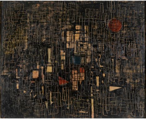 Eichhorn, AlfredSt. Valentin, 1909 - Donnerskirchen, 197280 x 100 cm, R.Komposition, 1959. Öl auf Hartfaserplatte. Signiert u