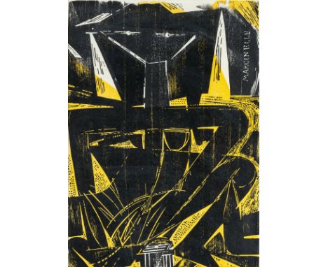 Grieshaber, HAP1909 - 1981Blattgröße: 78 x 56,7 cm, R."Marcinelle", 1969. Farbholzschnitt. Ausstellungsplakat. Signiert.