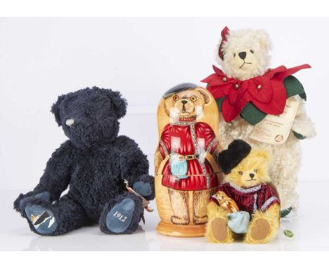 Three limited edition Hermann teddy bears,  comprising of a 100 year Titanic musical bear, with certificate and card  tag-- 1