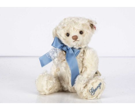 A Steiff for Danbury Mint limited edition George The Royal Baby Bear,  5410 for the year 2013, George embroidered to foot pad