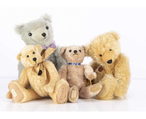 Four Dean's Rag Book Company teddy bears, including a limited edition Name that bear- Lynjon 2003, 24 of 2000, with signed fo