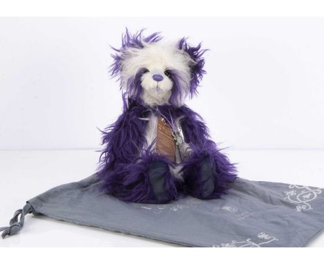 Charlie Bears limited edition Botticelli Isabelle Collection panda bear, 440 of 500, designed by Isabelle Lee, purple and whi