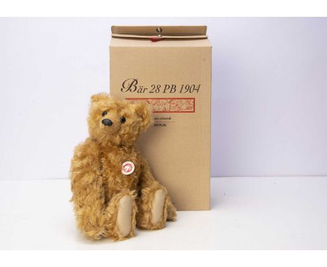A Steiff limited edition replica Bear 28 PB 1904 teddy bear, with wooden shoe button eyes and sealing-wax nose, missing white