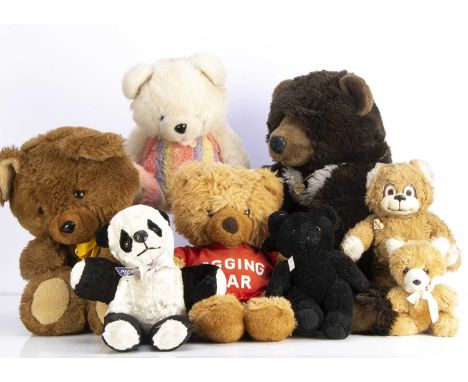 Seven vintage teddy bears,  including a Chad Valley with rubber face and feet, wired arms and legs with side seam label-- 12 