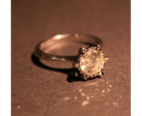 An 18ct. White Gold Solitaire Diamond Ring, approximately 1.14 ct.