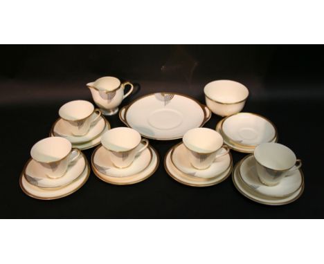 A Royal Doulton Art Deco Tango Pattern Part Tea Service