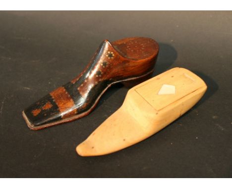 A Regency Snuff Box, in the form of a shoe, together with another similar