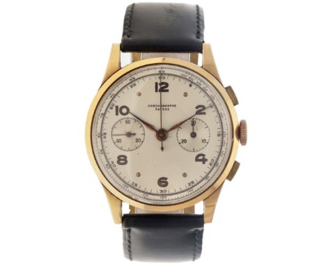 No Reserve - Chronographe Suisse 18K. 116 - Heren horloge - ca. 1950's. Case: yellow gold (18K.) - strap: leather - manual wi