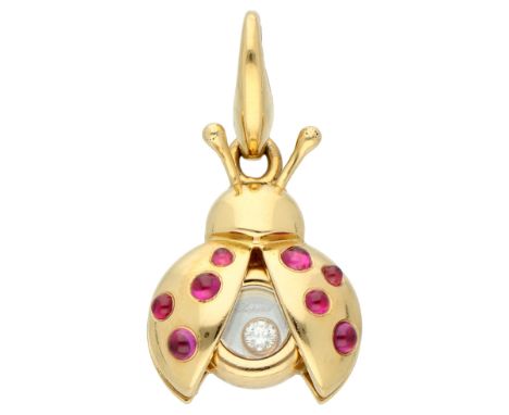 Chopard 18K yellow gold ‘Happy Diamonds Ladybird’ pendant set with approx. 0.03 ct. diamond and ruby Set with a brilliant-cut