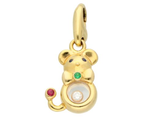 Chopard 18K yellow gold ‘Happy Diamond’ pendant set with approx. 0.03 ct. diamond, sapphire, ruby and emerald Set with a bril