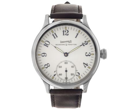 No Reserve - Eberhard &amp; C0 Traversetolo 21016 - Mens watch. Case: steel - bracelet: leather - automatic - box, documents,