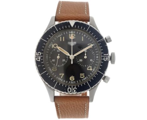 HEUER Bundeswehr Flyback 1550 SG - Men's watch Case: steel - strap: leather - manual winding - last service: In March 2024 vi