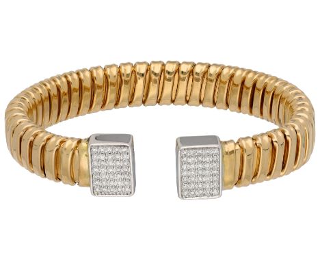 18K bicolour gold cuff bracelet set with approx. 0.35 ct. diamond Set with 70 brilliant-cut diamonds totalling approx. 0.35 c