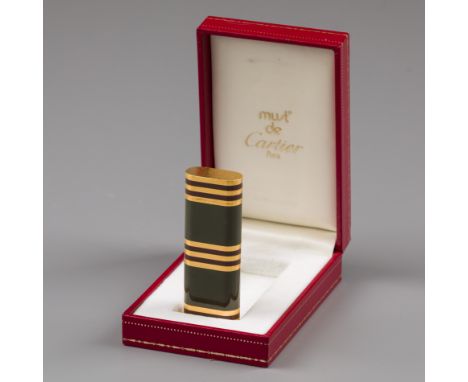 Cartier gas lighter Model with gold plating and original box. France, Paris, Must de Cartier, hallmarks: Must de Cartier - go